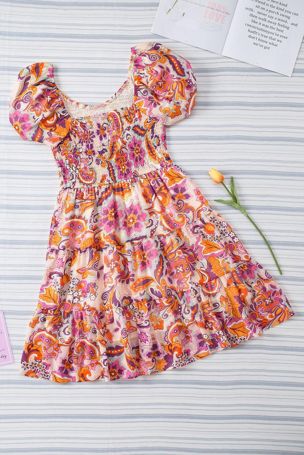 Boho Gedrapeerde Minijurk met Pofmouwen - Mini Dresses - Jurkjes.co