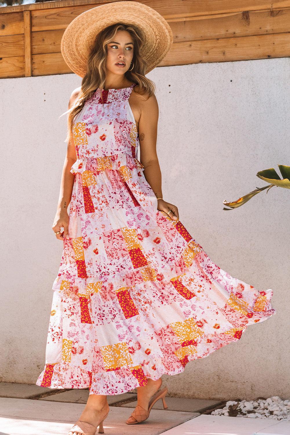 Boho Geometrische Bloemen Maxi-Jurk - Maxi Dresses - Jurkjes.co