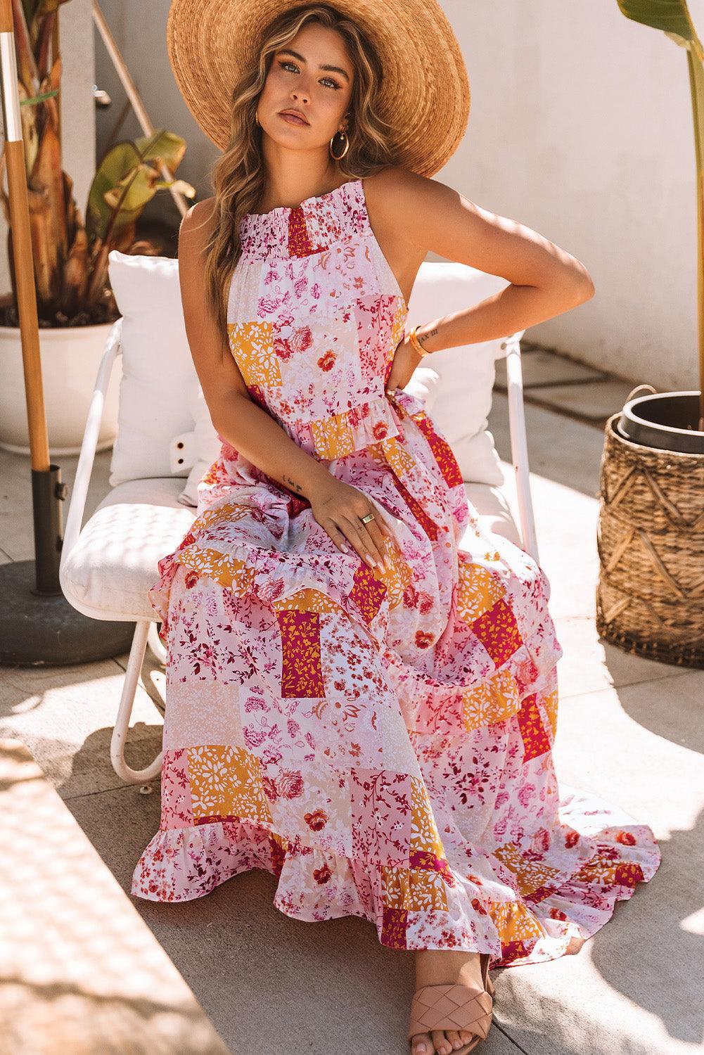 Boho Geometrische Bloemen Maxi-Jurk - Maxi Dresses - Jurkjes.co