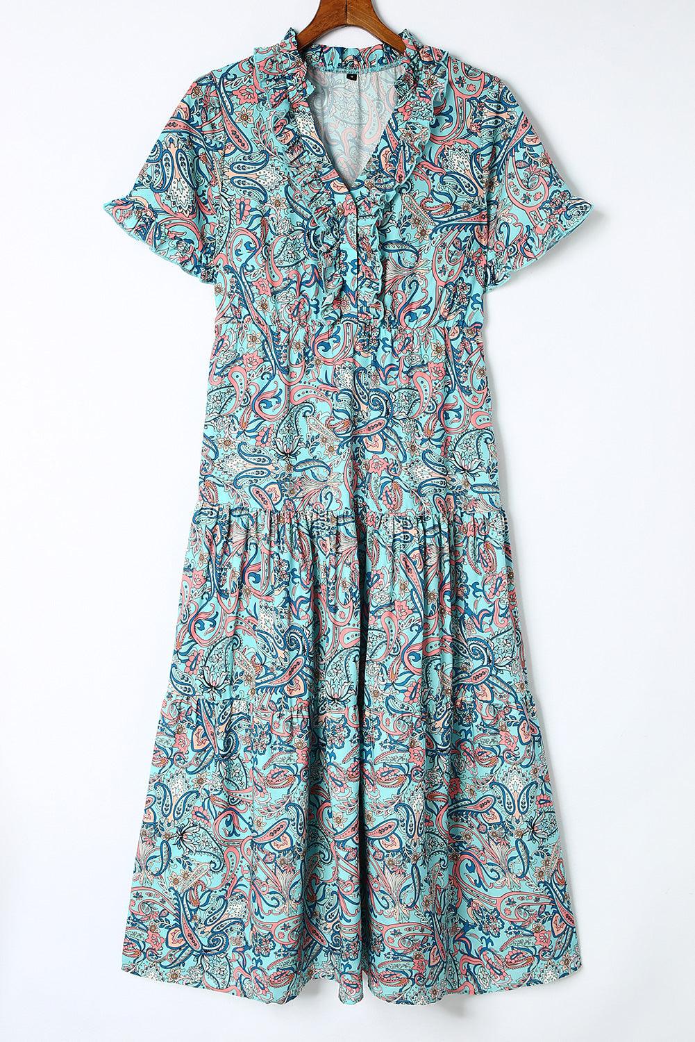 Boho Maxi-Jurk met Paisley Print en Ruches - Maxi Dresses - Jurkjes.co