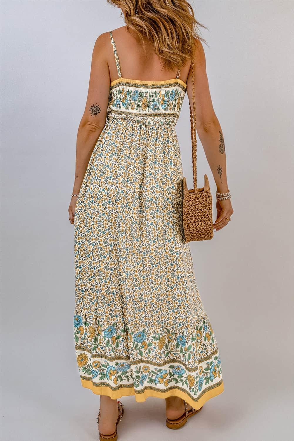 Boho Maxi Jurk met Smokwerk - Maxi Dresses - Jurkjes.co