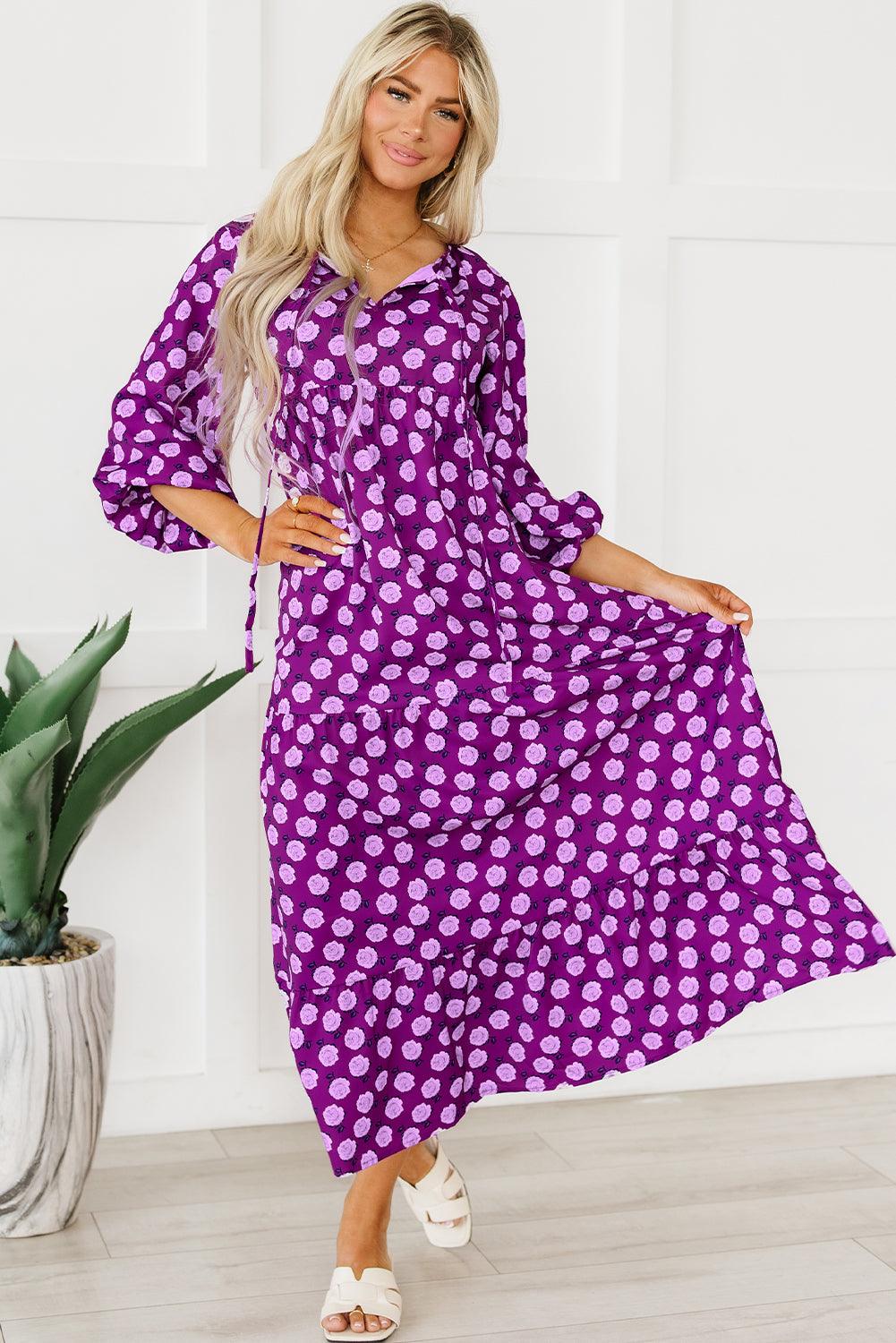 Boho Maxi-Jurk met Pofmouwen