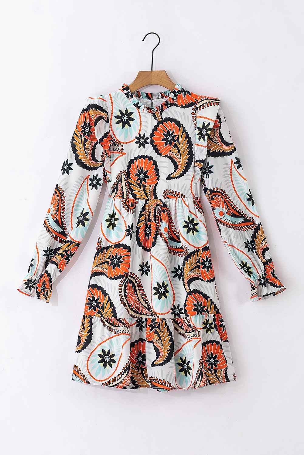 Boho Paisley Bloemenprint Pofmouw Jurk - Floral Dresses - Jurkjes.co