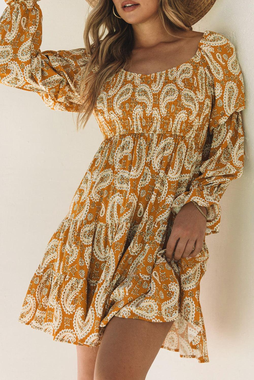 Boho Paisley Jurk met Lange Mouwen - Floral Dresses - Jurkjes.co