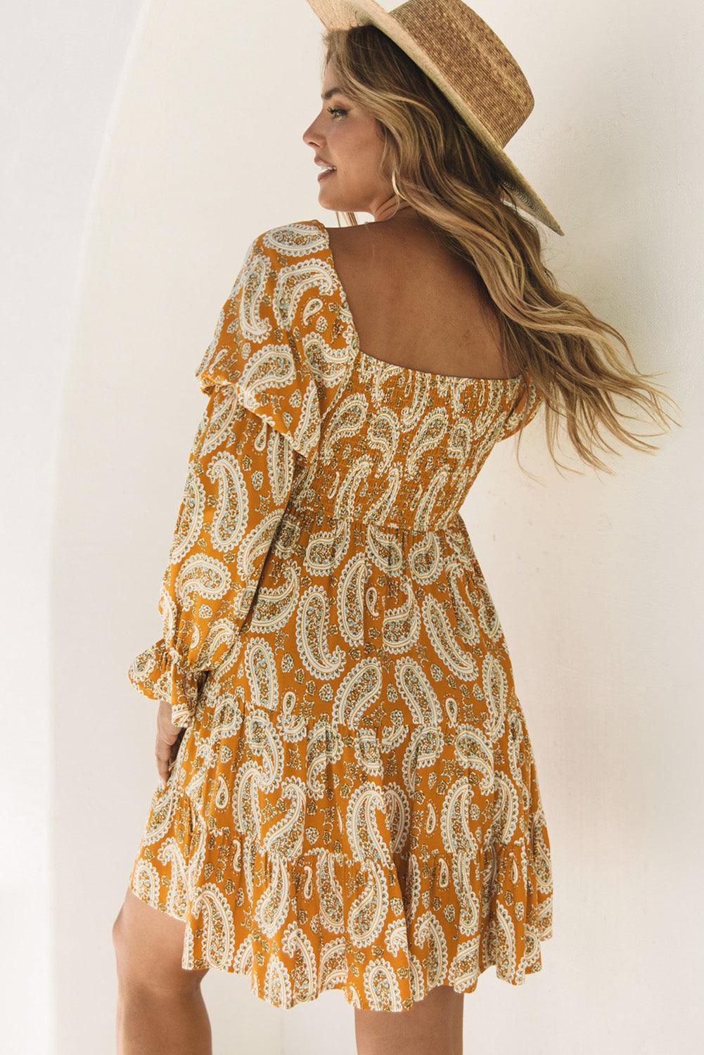 Boho Paisley Jurk met Lange Mouwen - Floral Dresses - Jurkjes.co