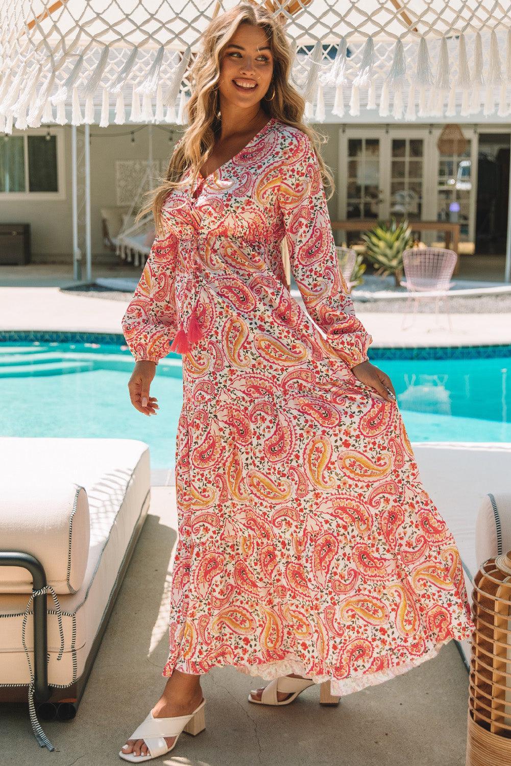 Boho Paisley Lange Jurk met Tiers - Maxi Dresses - Jurkjes.co