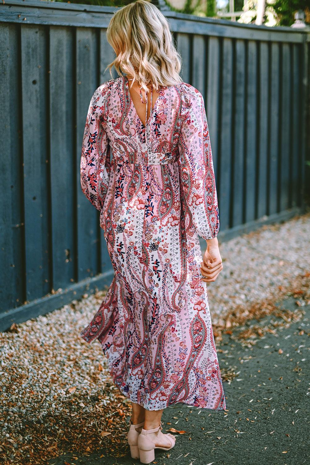 Boho Paisley Maxi-Jurk met V-Hals - Floral Dresses - Jurkjes.co