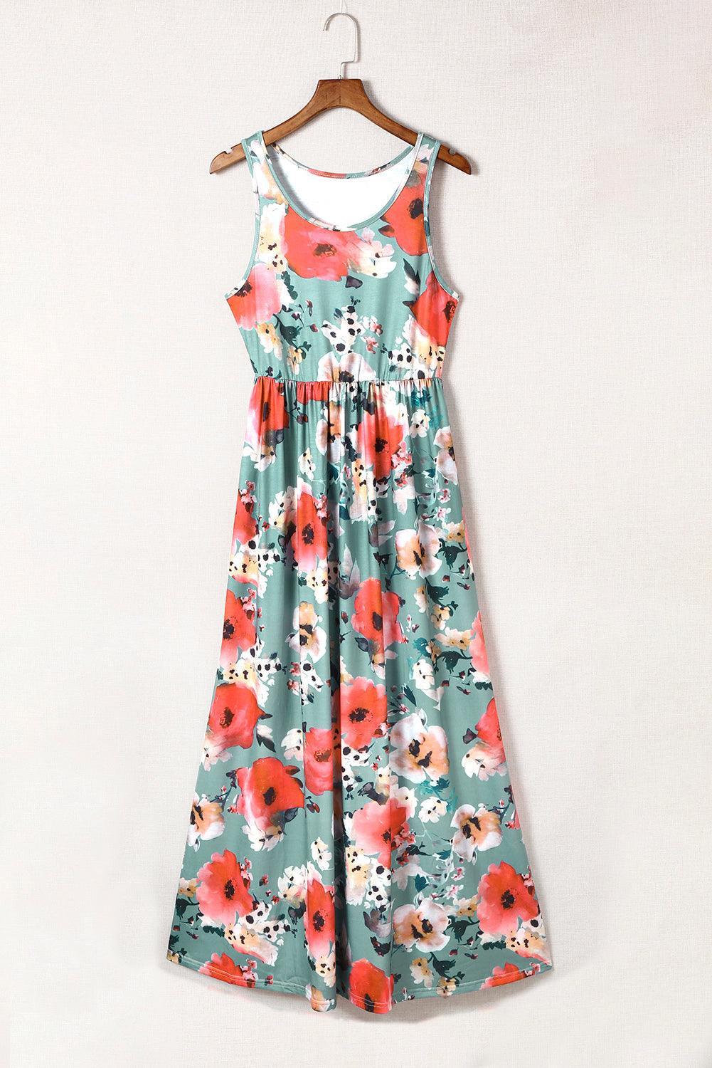 Boho Print Mouwloze Lange Jurk - Floral Dresses - Jurkjes.co