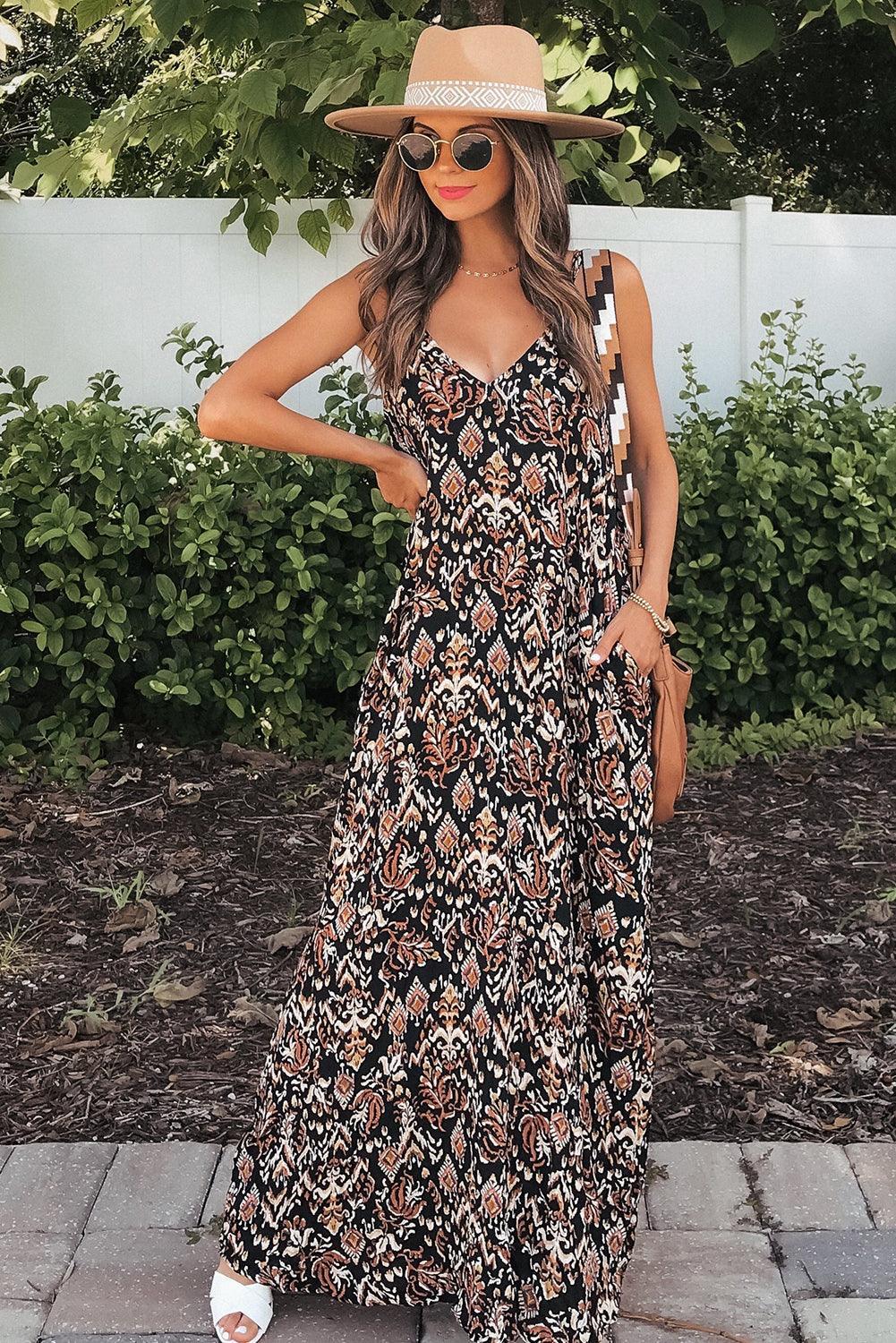 Boho Retro Maxi-Jurk met Spaghettibandjes - Maxi Dresses - Jurkjes.co