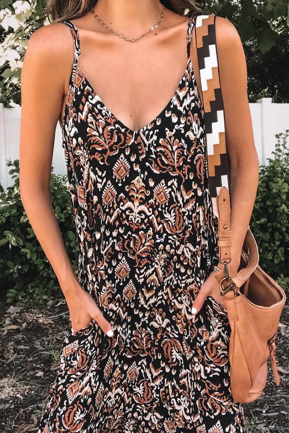 Boho Retro Maxi-Jurk met Spaghettibandjes - Maxi Dresses - Jurkjes.co