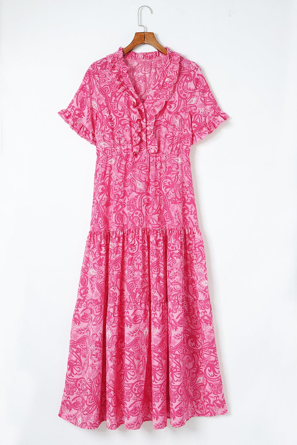 Boho Ruffle Maxi Jurk met Paisley Print - Maxi Dresses - Jurkjes.co