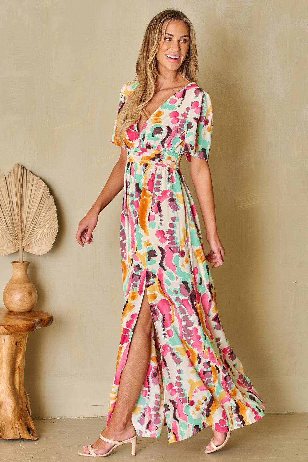 Boho Tie-dye V-hals Maxi Jurk - Maxi Dresses - Jurkjes.co