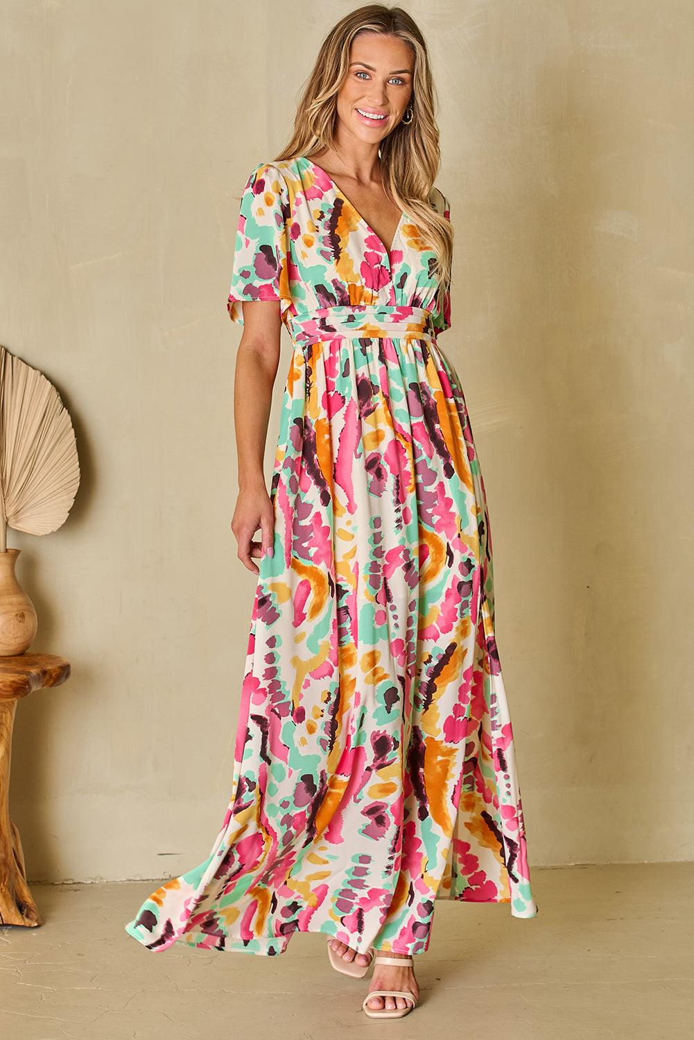 Boho Tie-dye V-hals Maxi Jurk - Maxi Dresses - Jurkjes.co