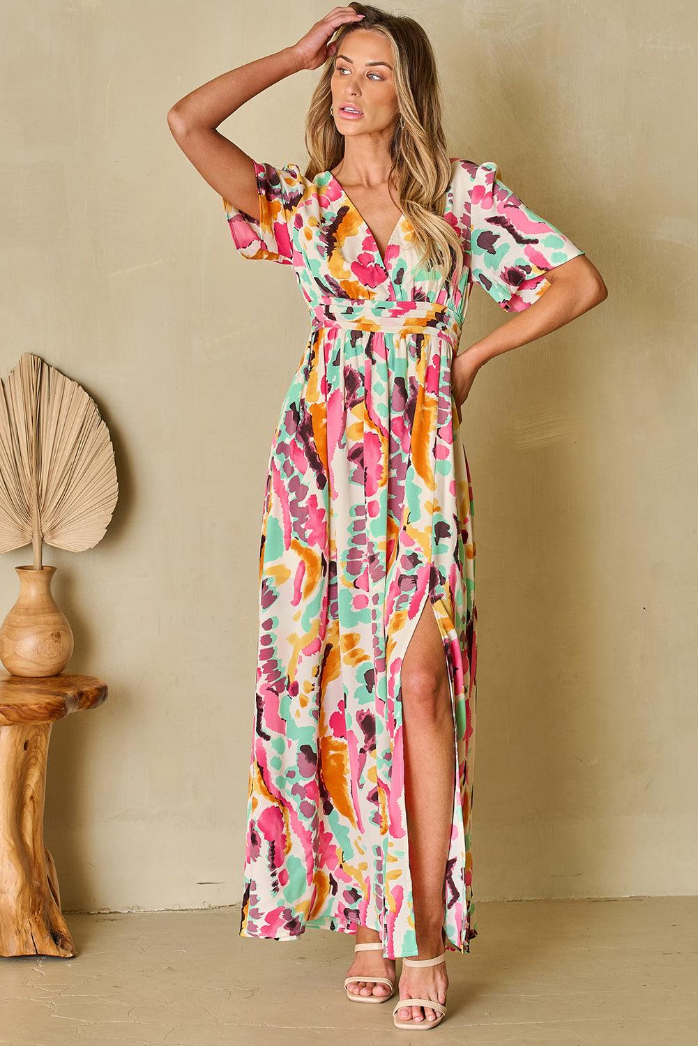 Boho Tie-dye V-hals Maxi Jurk - Maxi Dresses - Jurkjes.co