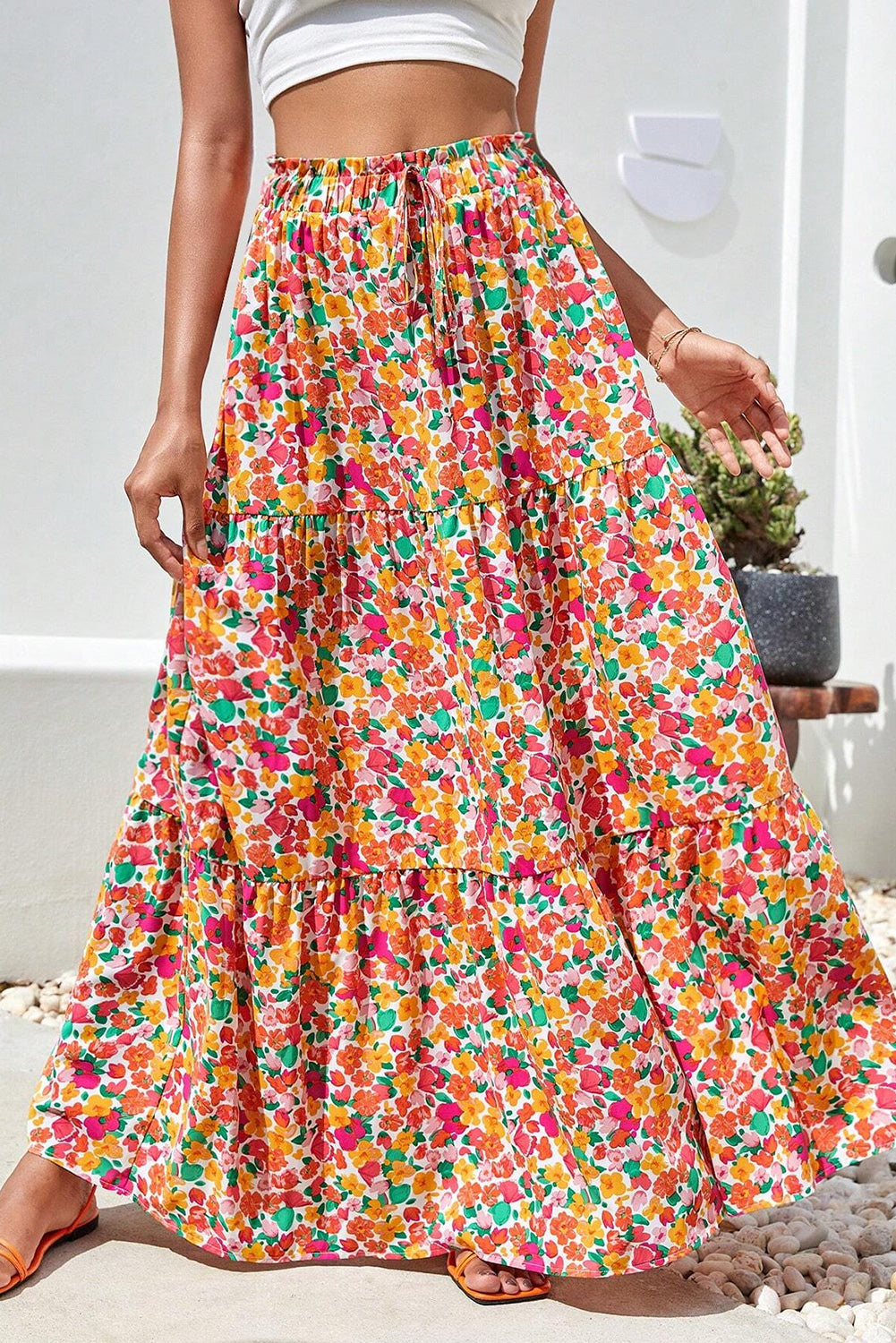 Boho Lange Rok met Bloemenprint