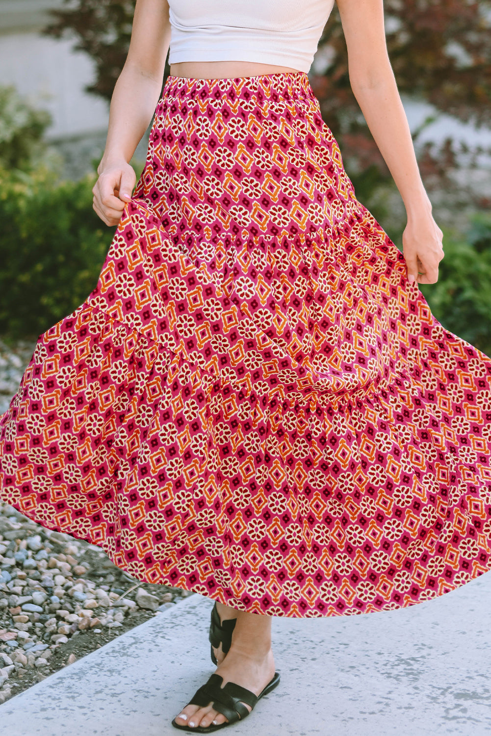 Vintage Boho Bloemenprint Maxi Rok