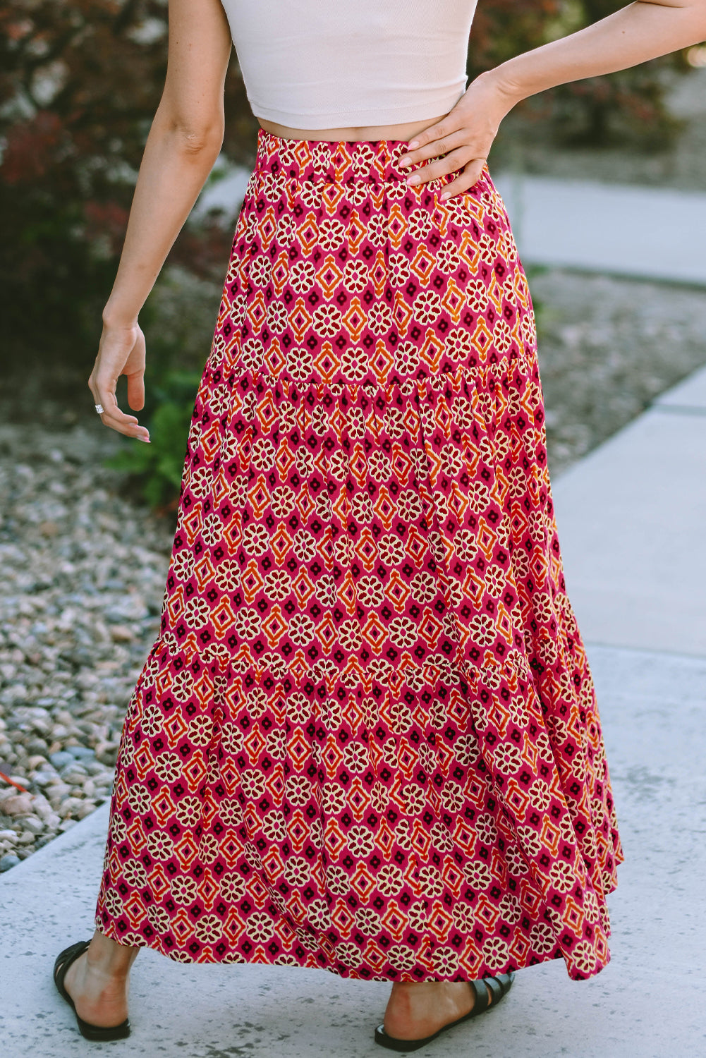 Vintage Boho Bloemenprint Maxi Rok