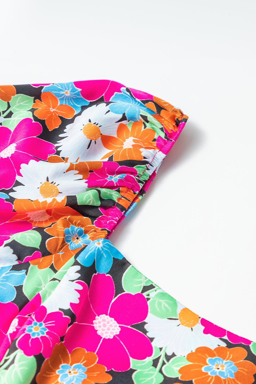 Elegante Bloemenprint Jurk met Korte Pofmouwen