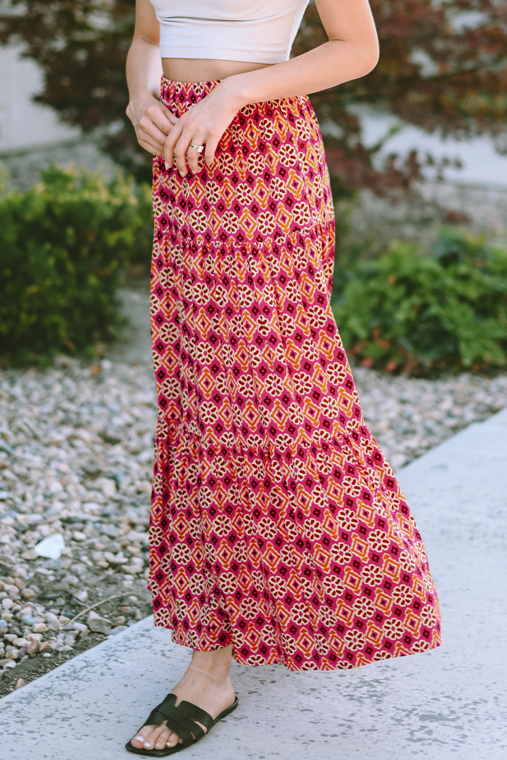 Vintage Boho Bloemenprint Maxi Rok