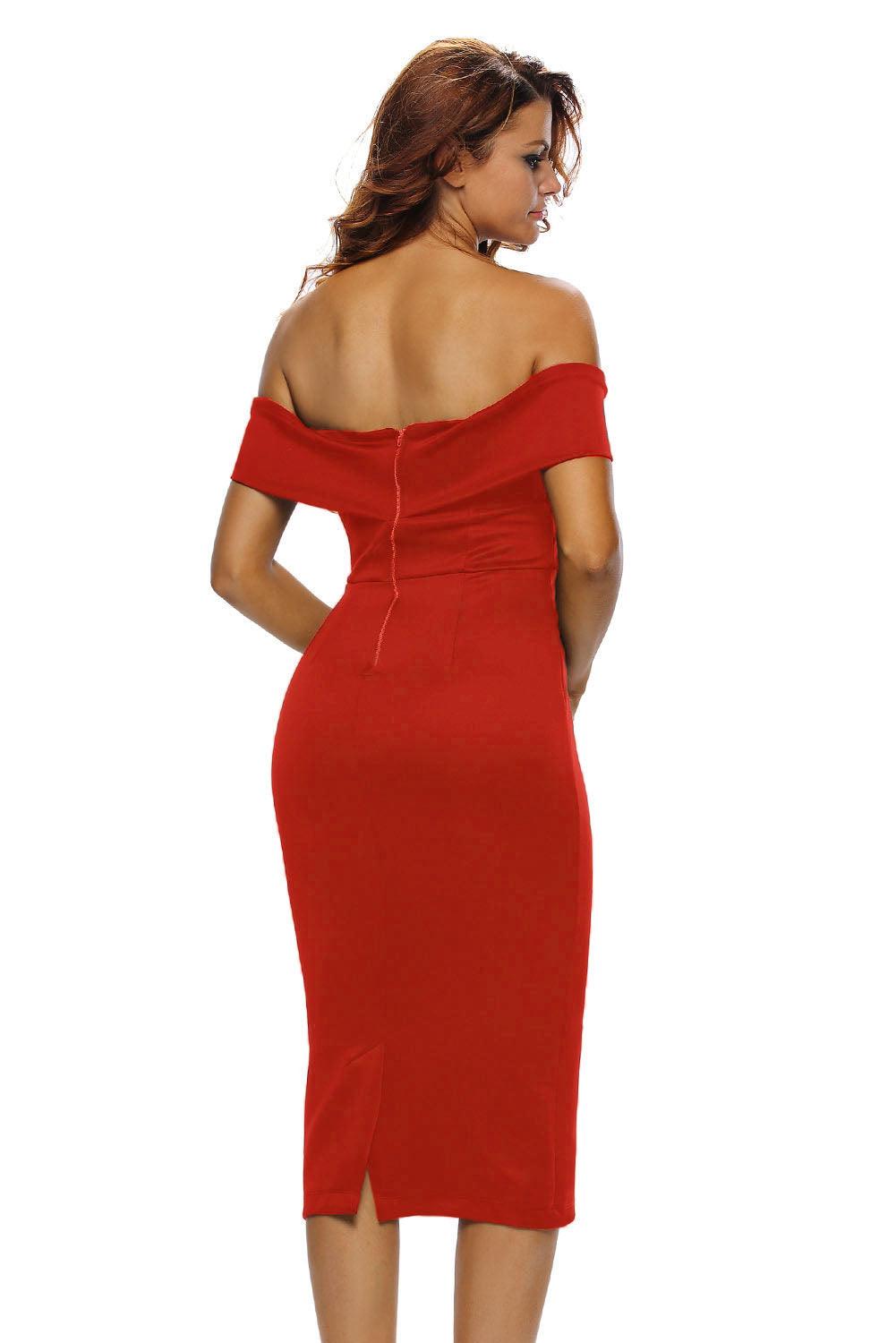 Chique Off-shoulder Midi Jurk - Midi Dresses - Jurkjes.co