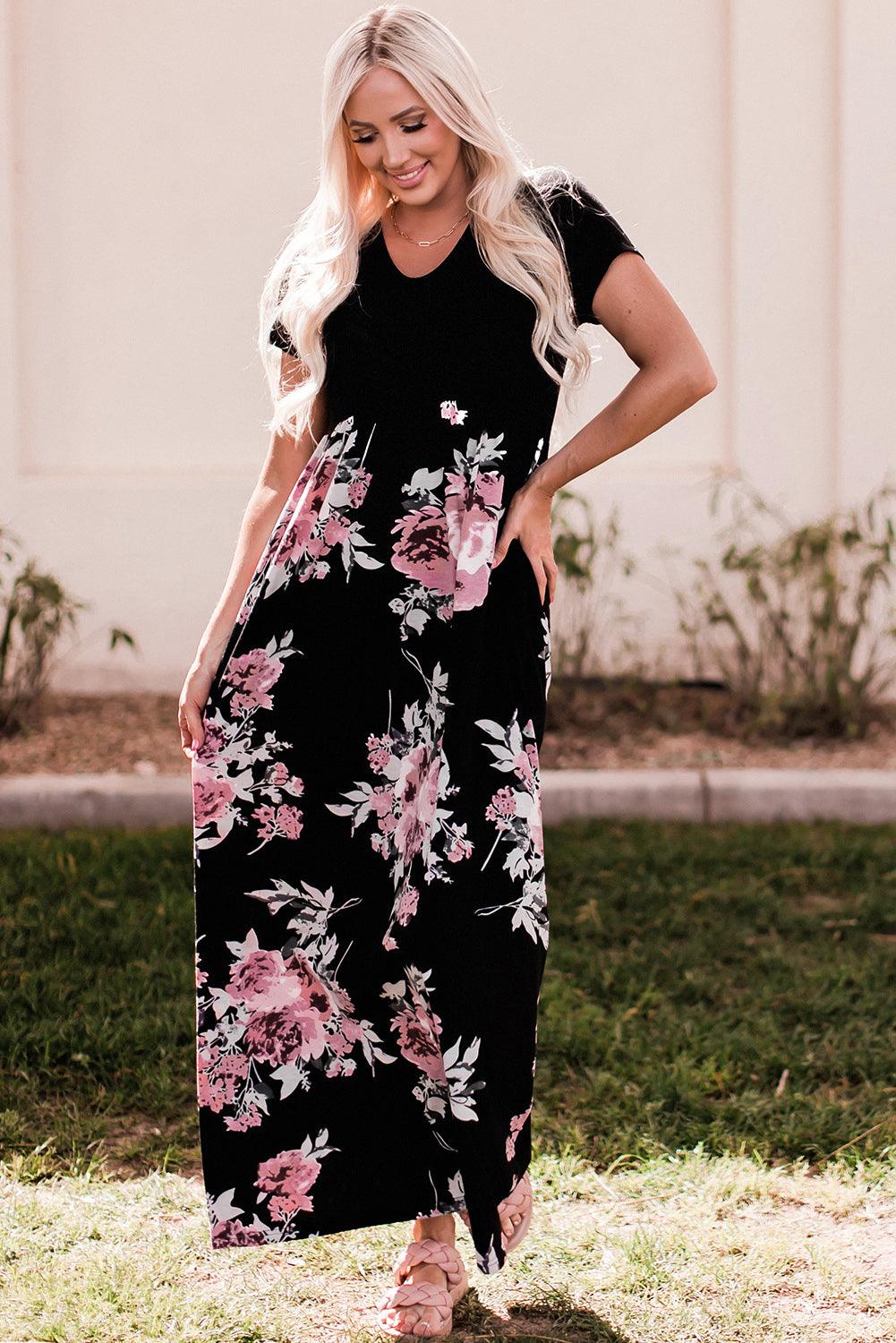 Contrasterend Bloemen Empire Maxi-Jurk - Maxi Dresses - Jurkjes.co