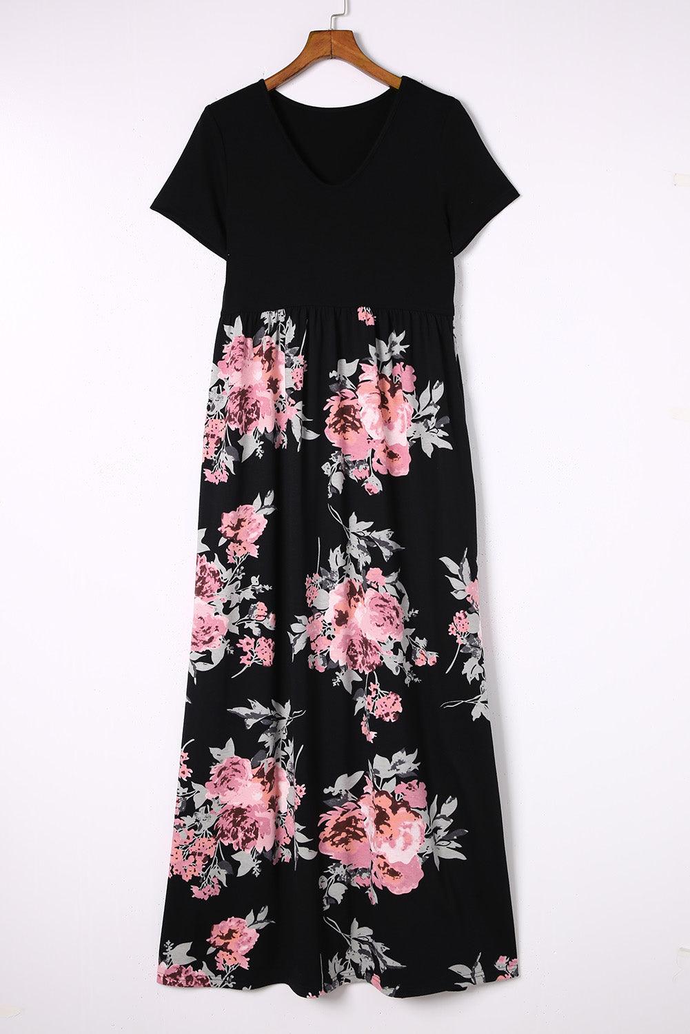 Contrasterend Bloemen Empire Maxi-Jurk - Maxi Dresses - Jurkjes.co