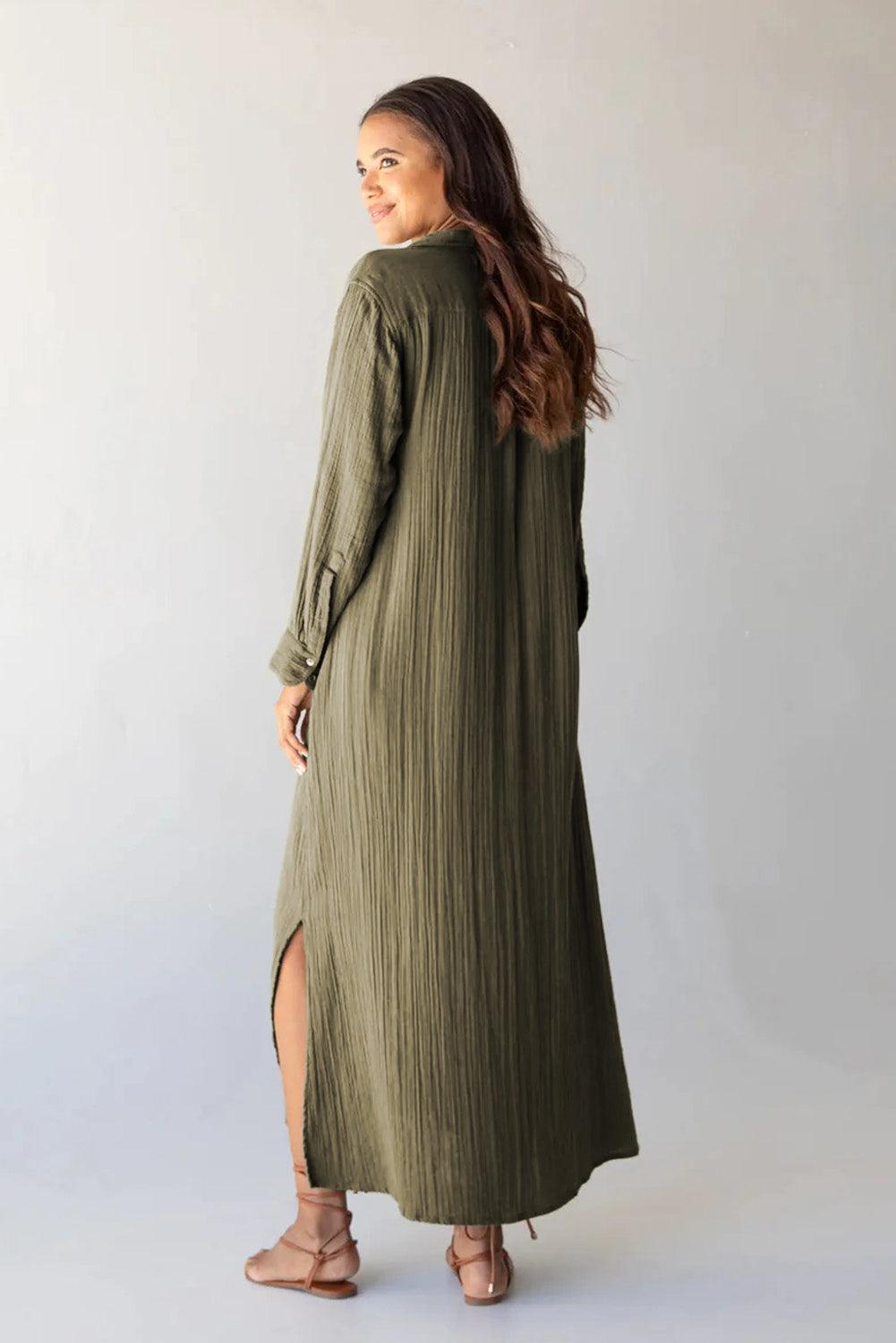 Crêpe Button-Up Maxi Splitjurk - Maxi Dresses - Jurkjes.co