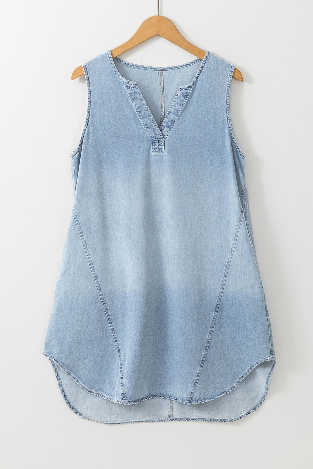 Stijlvolle Mouwloze Chambray Jurk