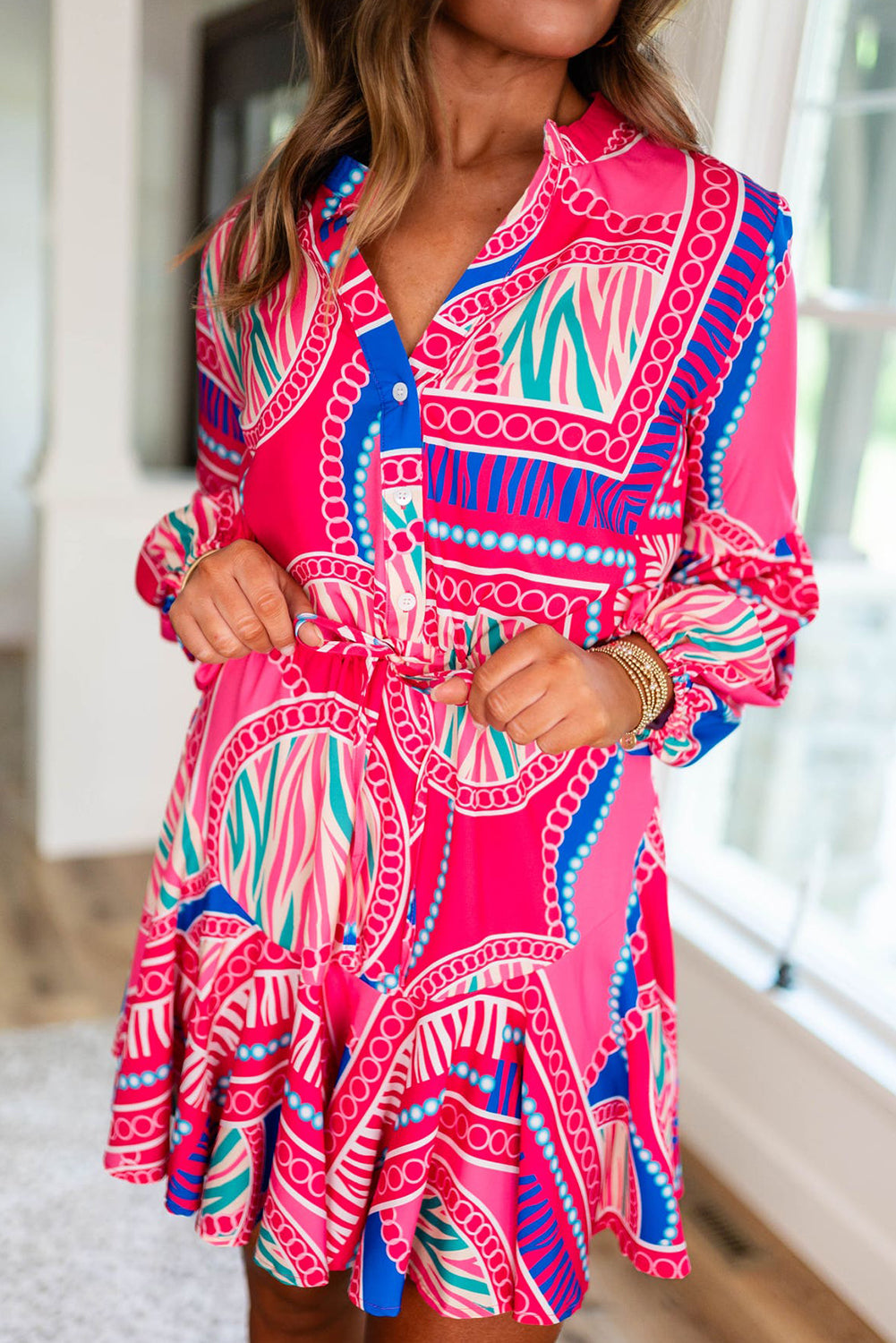 Boho Jurk met Pofmouwen en Ruches