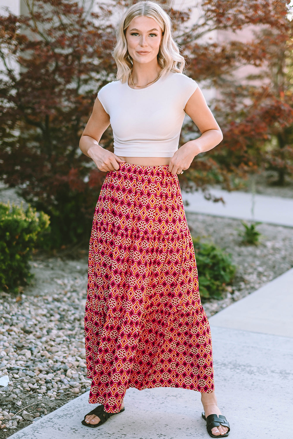 Vintage Boho Bloemenprint Maxi Rok