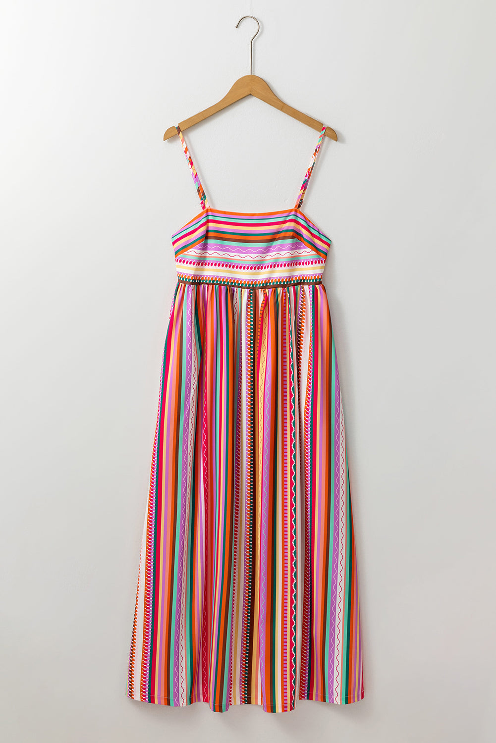 Boho Maxi Jurk met Dunne Bandjes en Smocked Rug