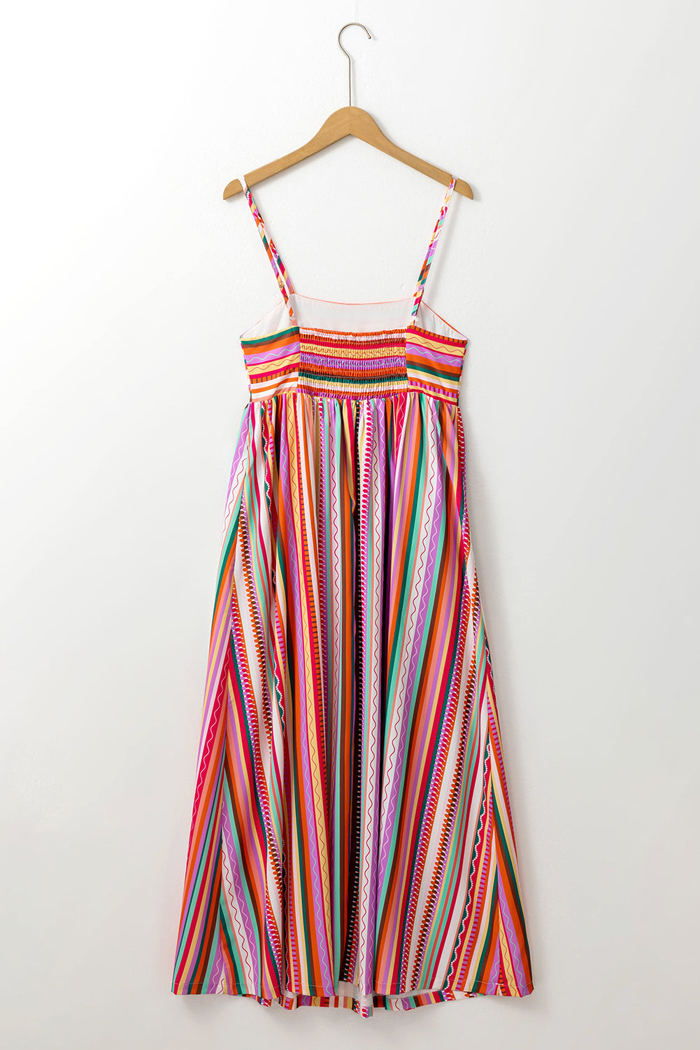 Boho Maxi Jurk met Dunne Bandjes en Smocked Rug