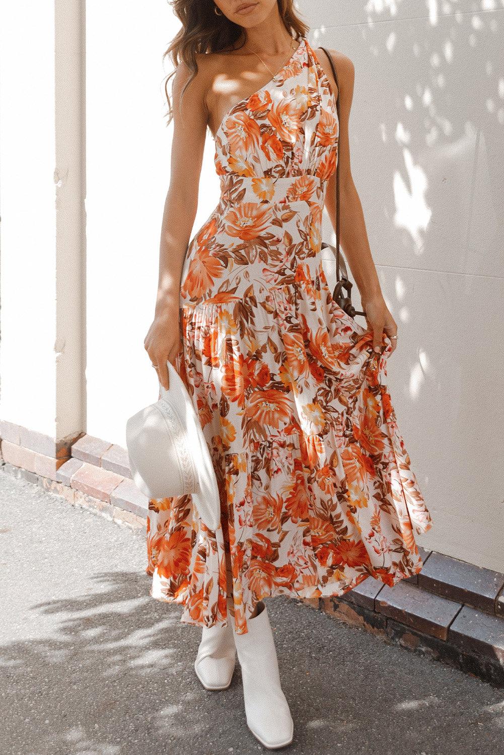 Elegante Asymmetrische Maxi-Jurk met Print - Floral Dresses - Jurkjes.co