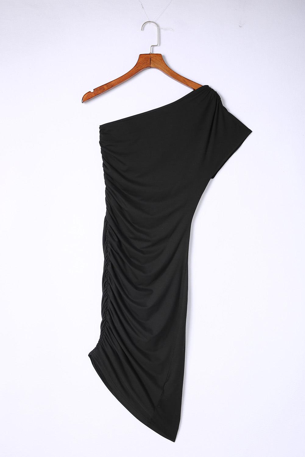 Elegante Eenzijdige Bodycon Jurk met Ruches - Bodycon Dresses - Jurkjes.co