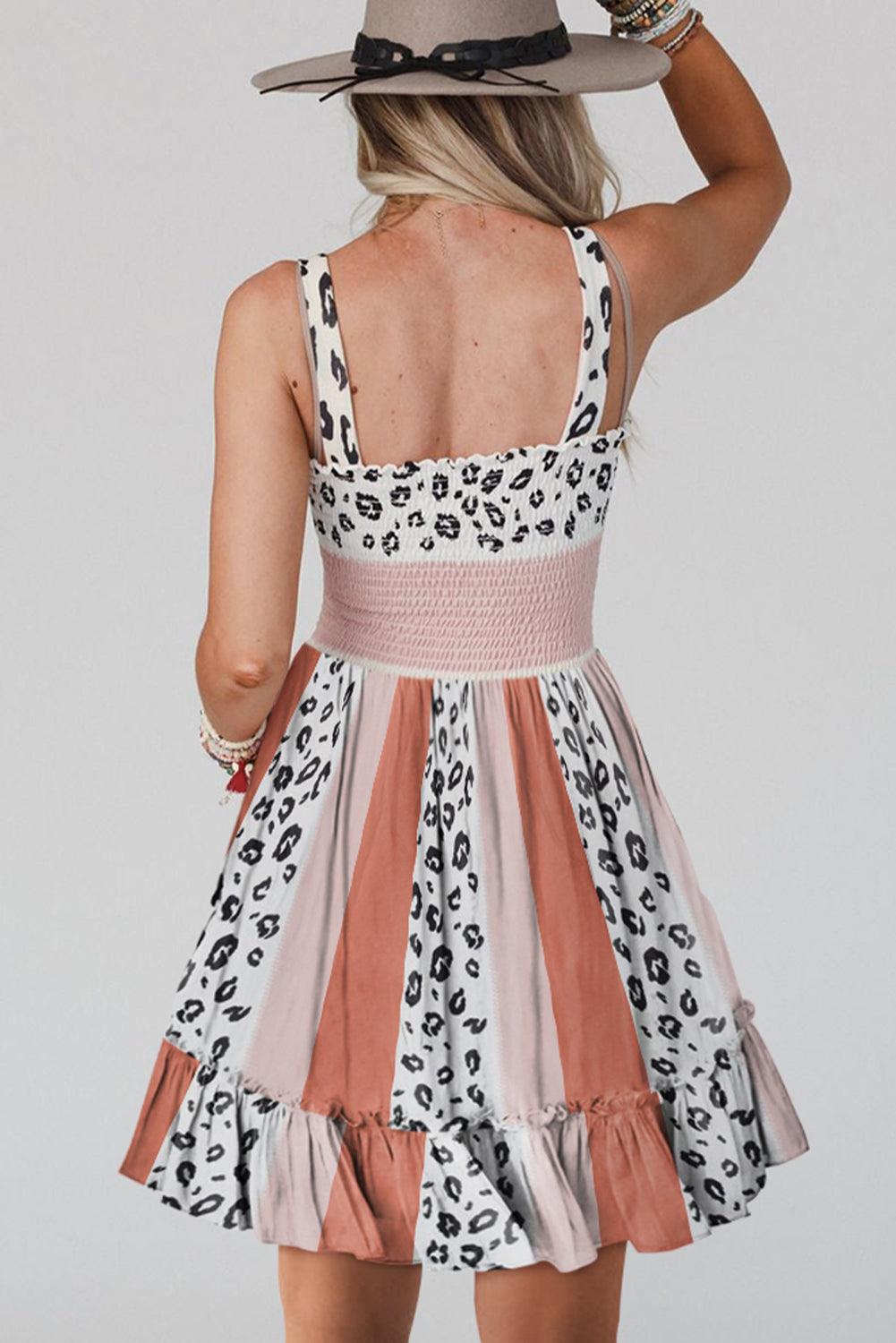 Elegante Mouwloze Smockjurk met Print - Mini Dresses - Jurkjes.co