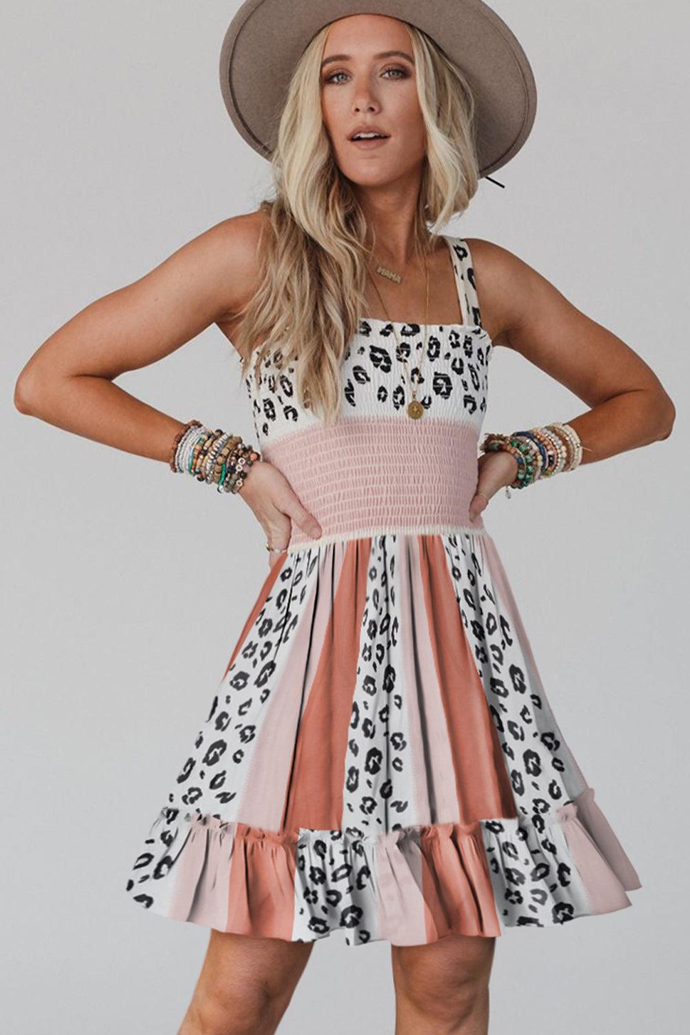 Elegante Mouwloze Smockjurk met Print - Mini Dresses - Jurkjes.co