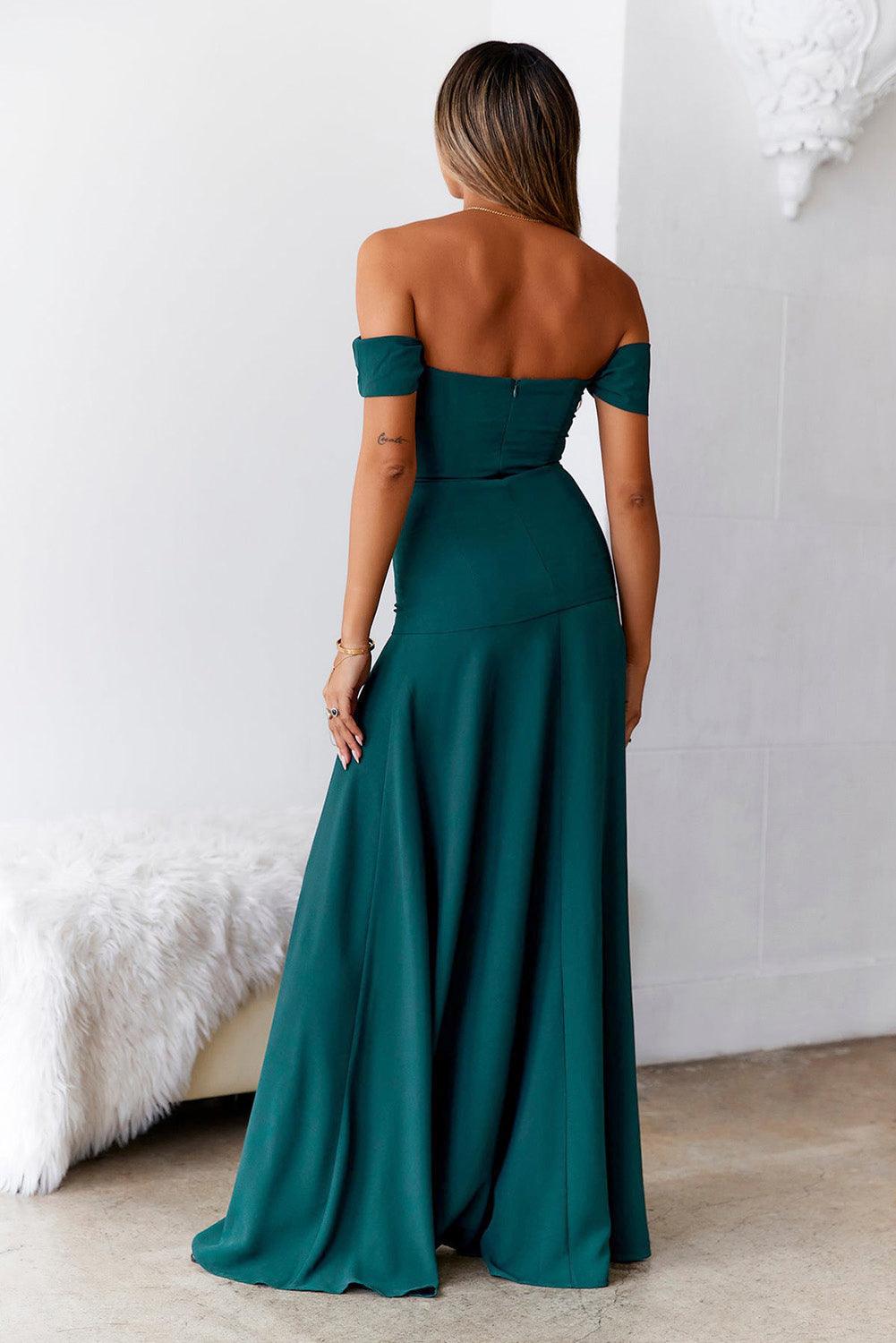 Elegante Off-Shoulder Maxi-Jurk met Split - Evening Dresses - Jurkjes.co