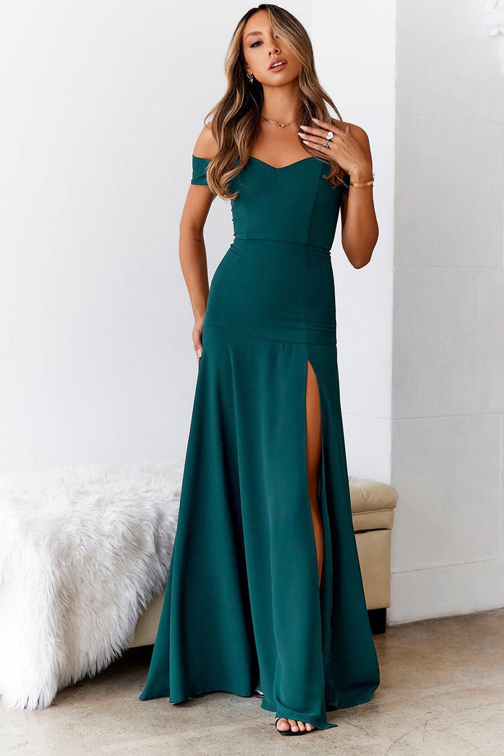 Elegante Off-Shoulder Maxi-Jurk met Split - Evening Dresses - Jurkjes.co