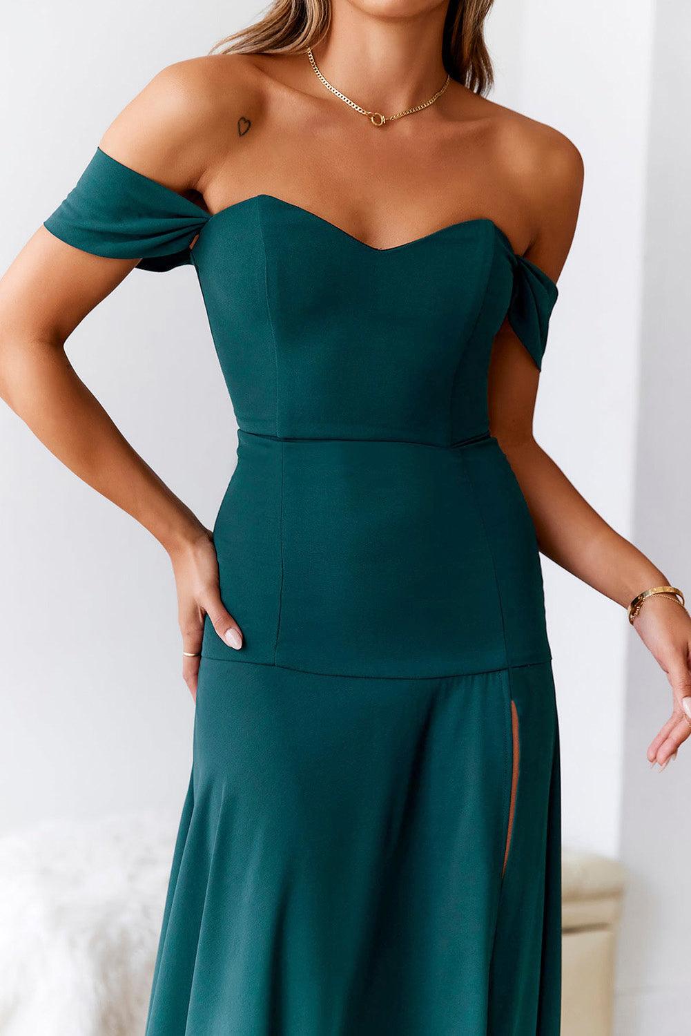 Elegante Off-Shoulder Maxi-Jurk met Split - Evening Dresses - Jurkjes.co