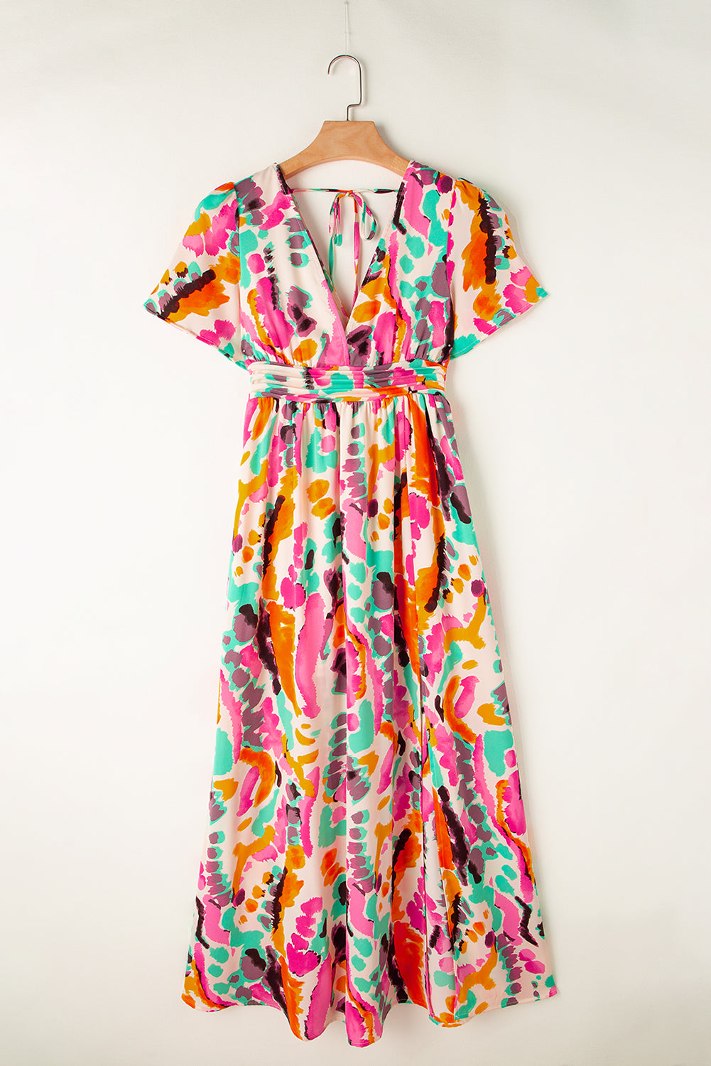 Boho Tie-dye V-hals Maxi Jurk