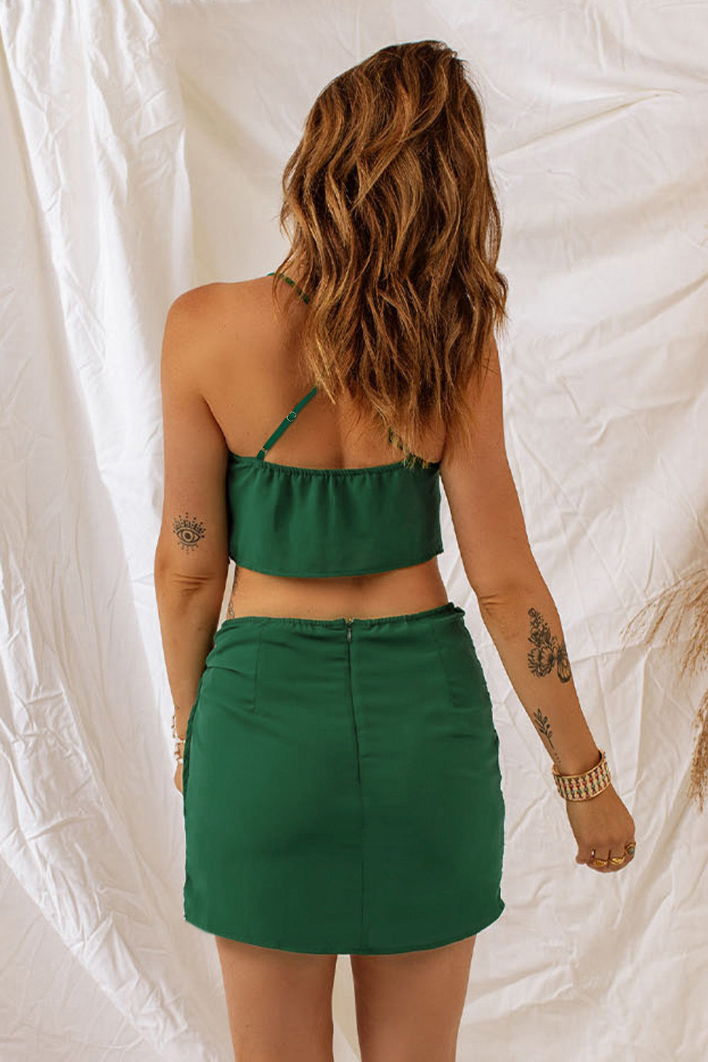 Chique Crop Top en Wikkelrok Set