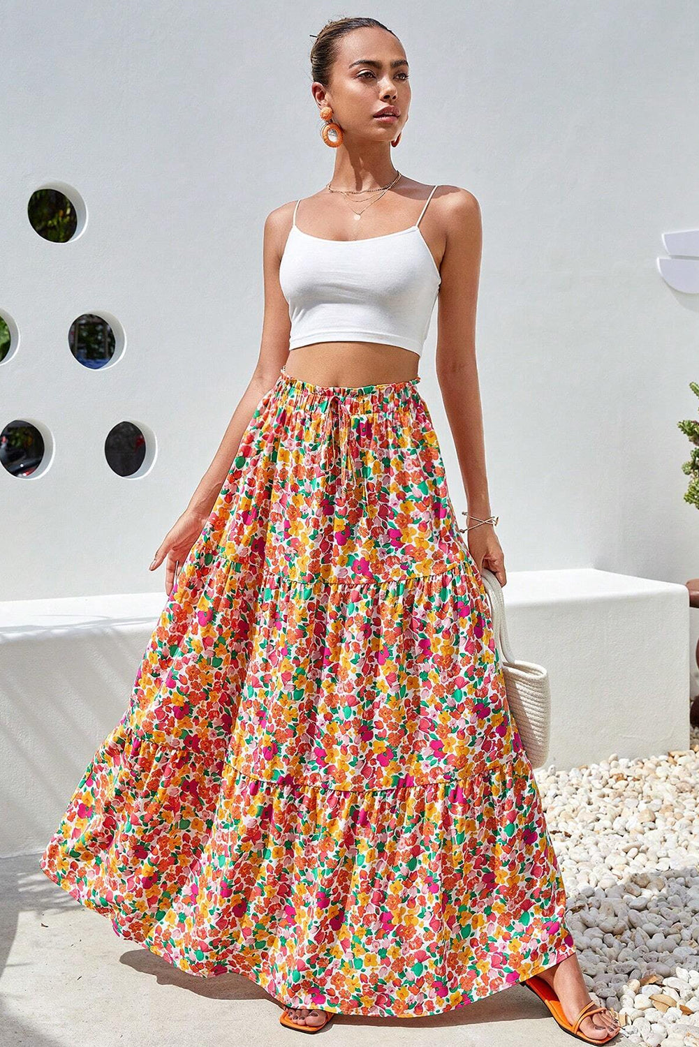 Boho Lange Rok met Bloemenprint