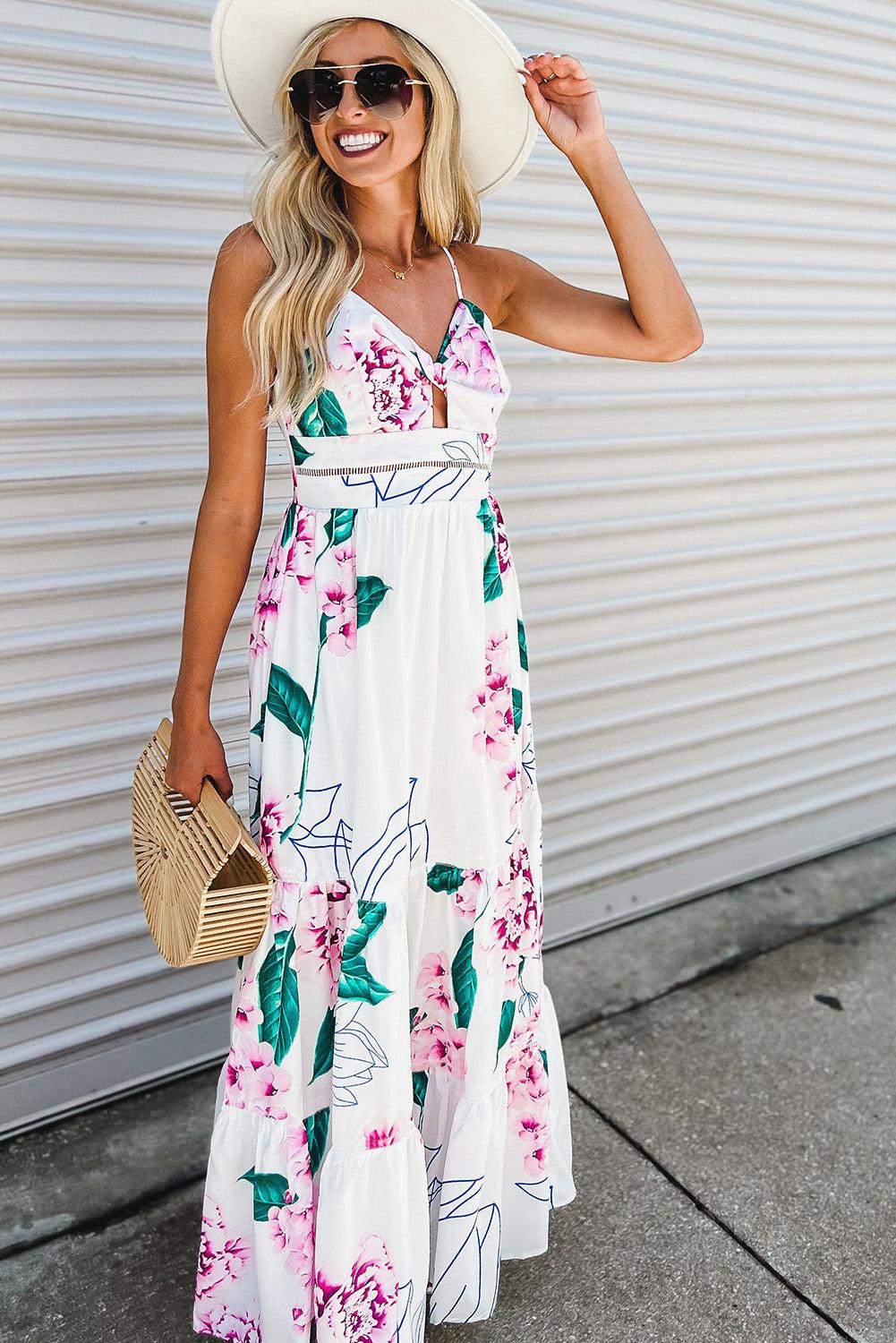 Florale Twist Maxi-jurk met Snijwerk - Floral Dresses - Jurkjes.co