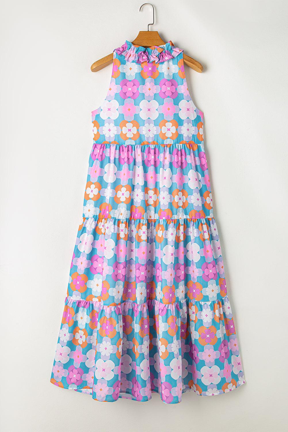 Frivole Mouwloze Maxi Jurk met Bloemenprint - Maxi Dresses - Jurkjes.co