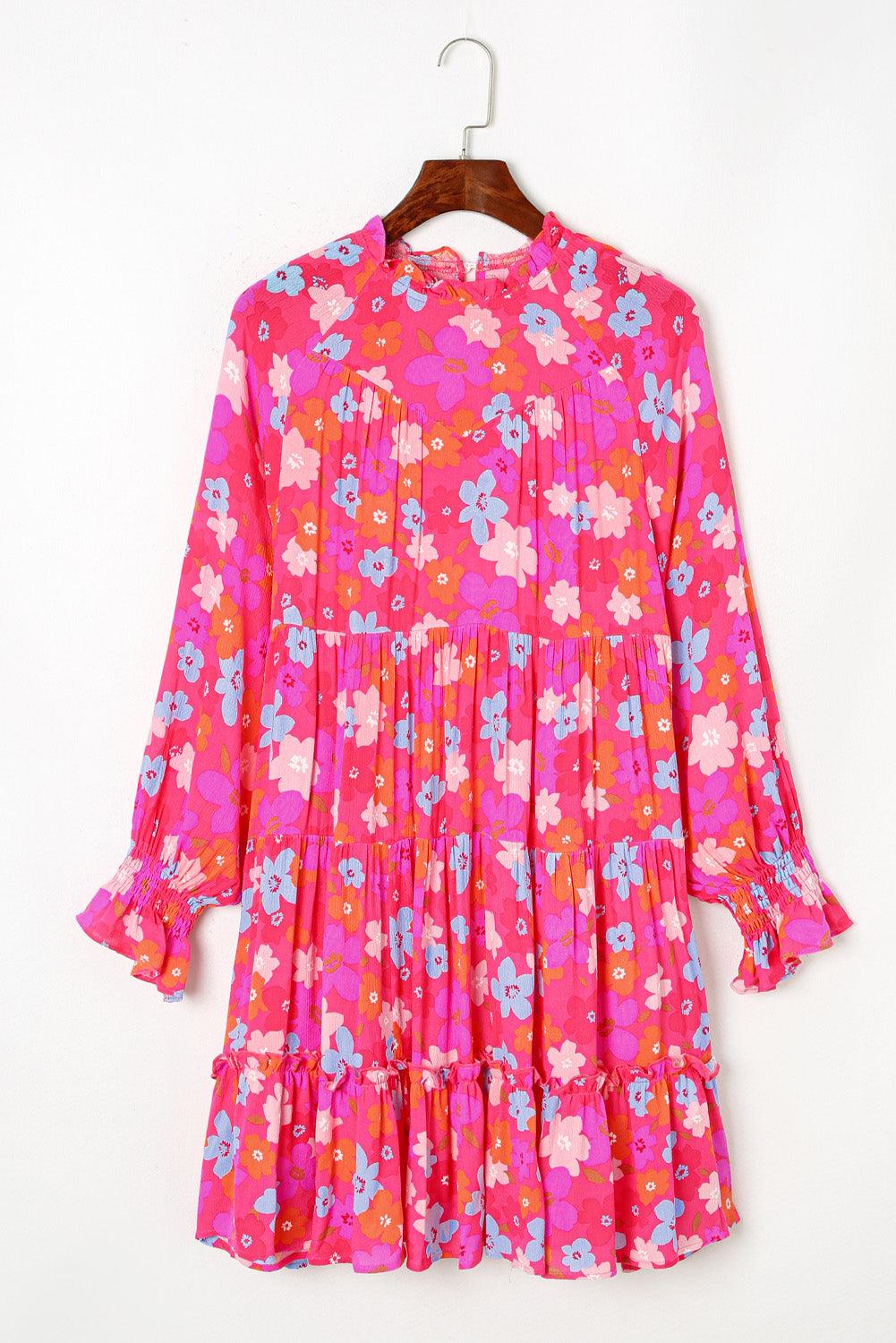 Gebloemde Babydoll Jurk met Bubbelmouwen - Floral Dresses - Jurkjes.co