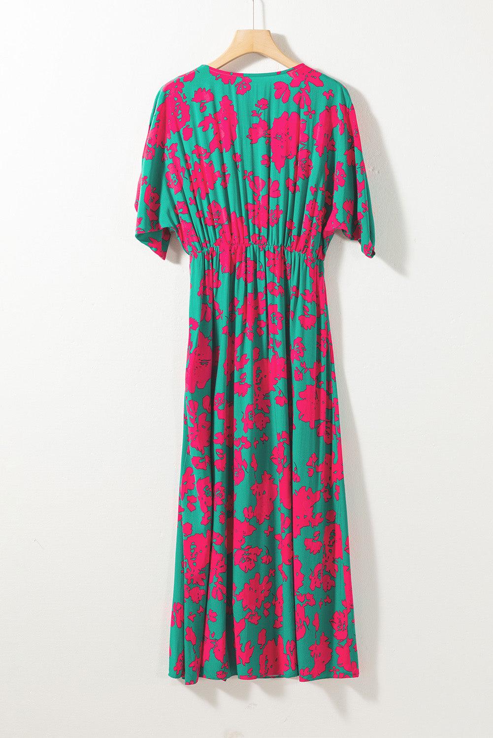 Gedessineerde Maxi-Jurk met V-Hals - Floral Dresses - Jurkjes.co