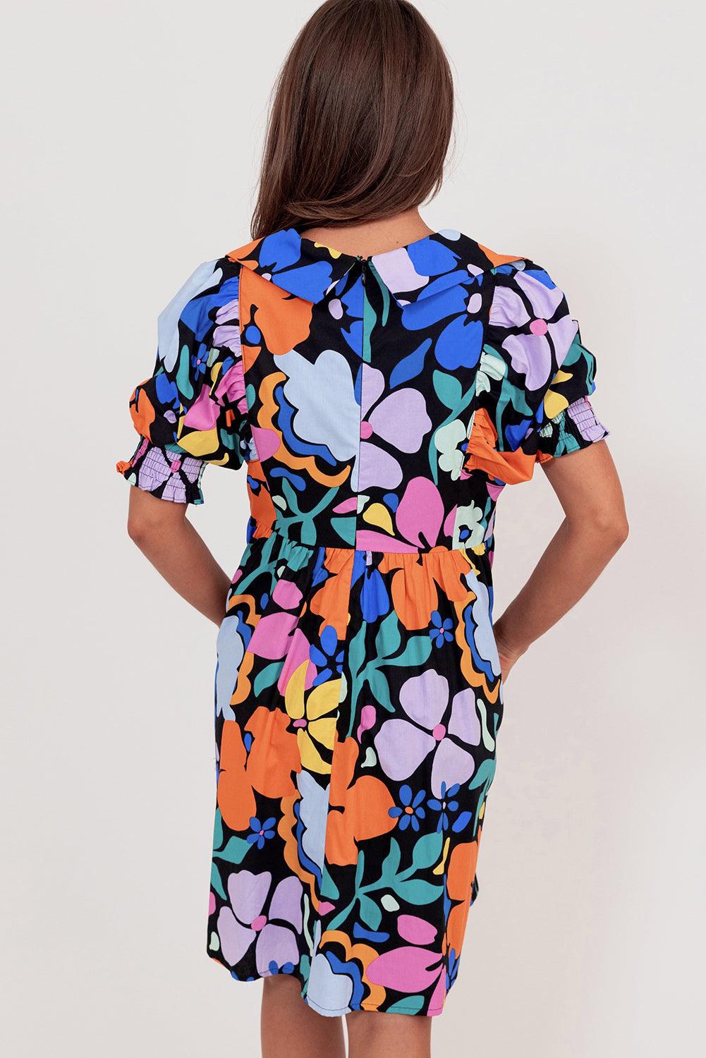 Geklede Split-Hals Bloemenjurk - Floral Dresses - Jurkjes.co