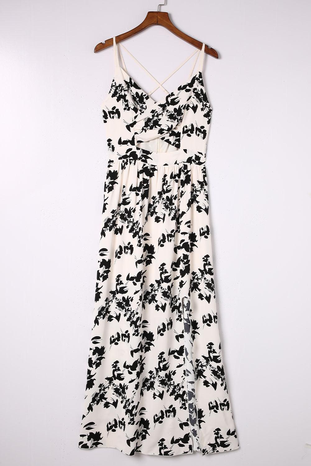 Gekruiste Maxi Jurk met Bloemen en Split - Floral Dresses - Jurkjes.co