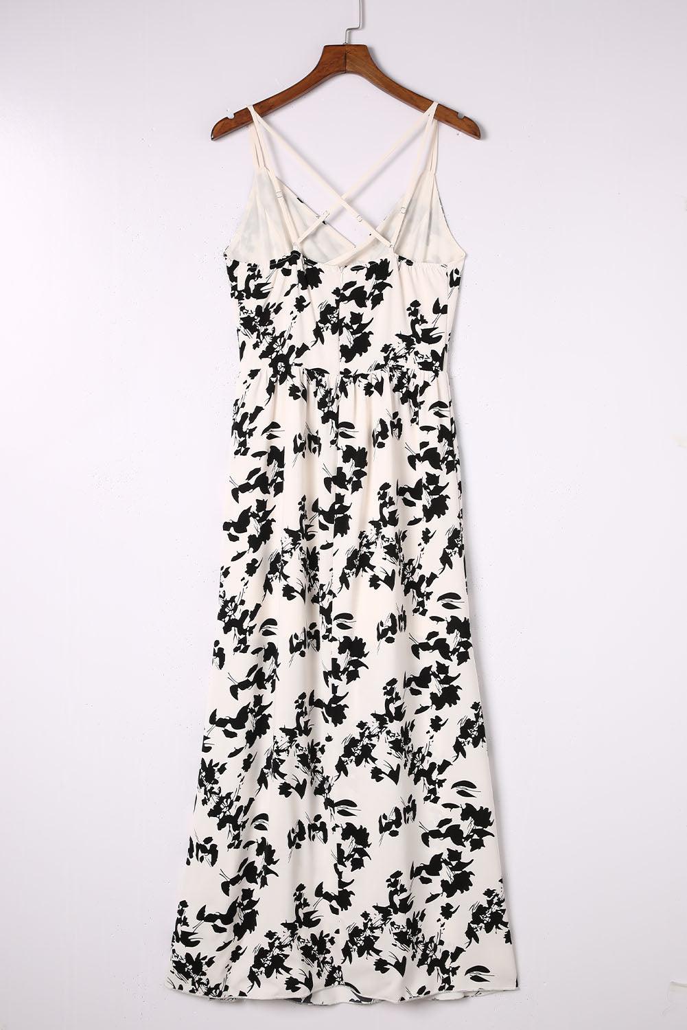 Gekruiste Maxi Jurk met Bloemen en Split - Floral Dresses - Jurkjes.co