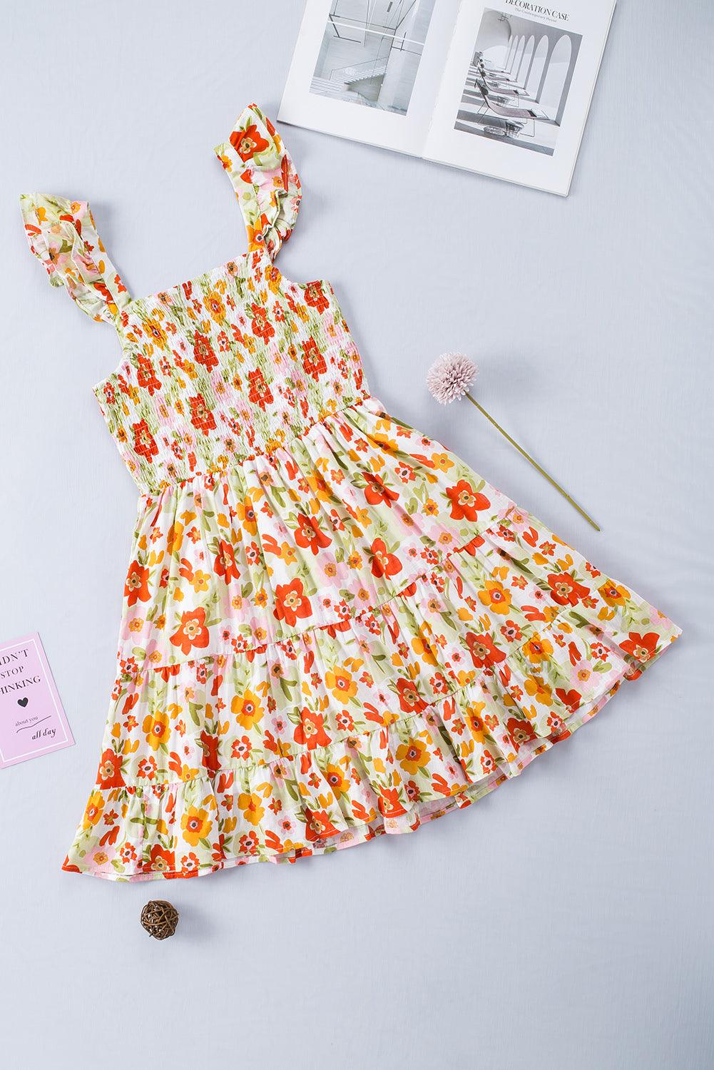 Gelaagde Bloemenjurk met Ruches - Mini Dresses - Jurkjes.co